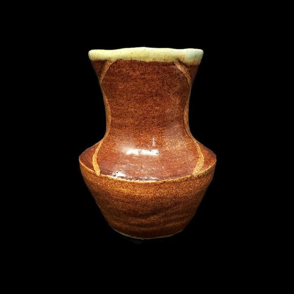 Crude Art Pottery 6" Vase Brutalist Boho Incised Signed PJs 1993 Heavy Vintage - Picture 4 of 11